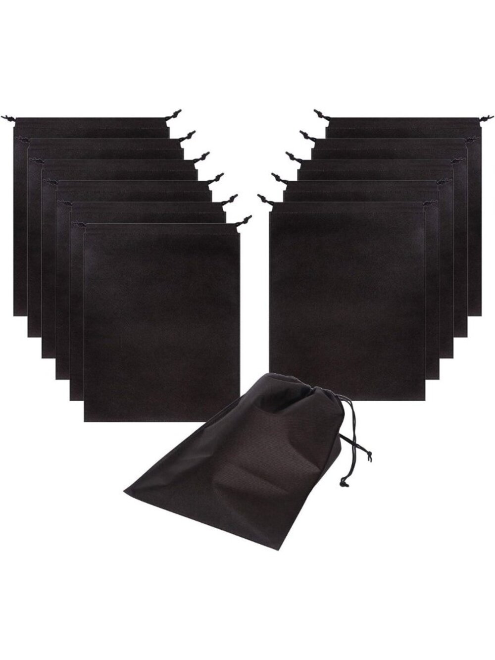 12 Pack Travel Shoe Bags with Rope - Non-Woven Storage Pouches for Large Shoes